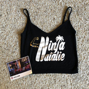 Ninja Natalie Gold Flex Black Crop Top Tank